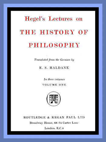 Hegel's Lectures on the History of Philosophy: Volume 1 (of 3) cover