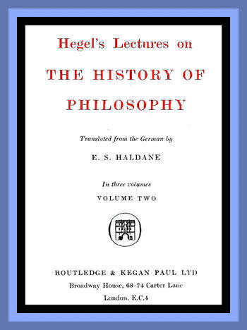 Hegel's Lectures on the History of Philosophy: Volume 2 (of 3) cover