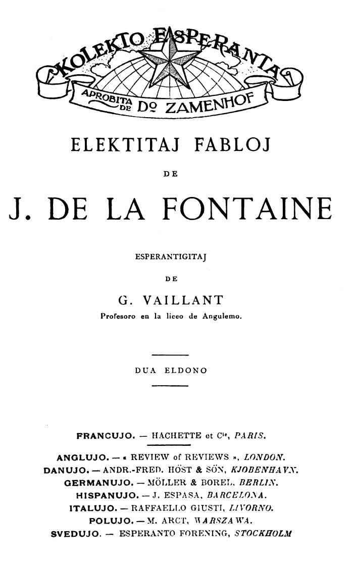 Elektitaj fabloj de J. de La Fontaine cover