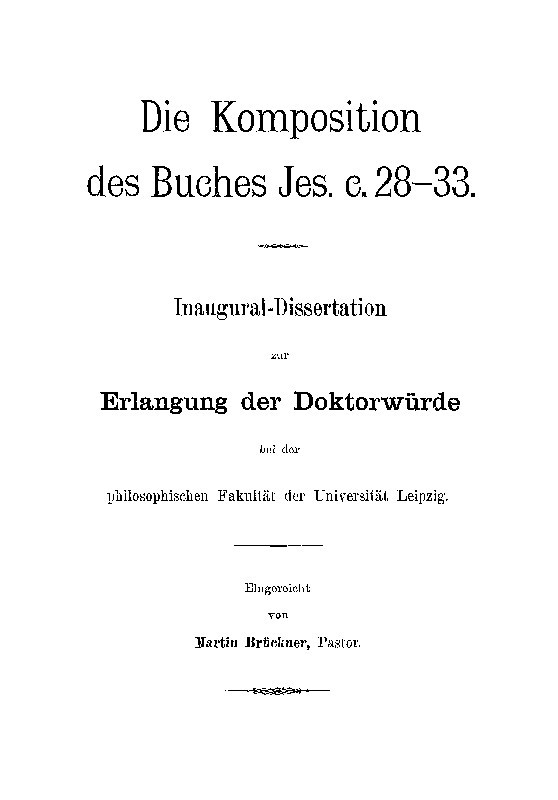 Die Komposition des Buches Jes. c. 28-33. cover