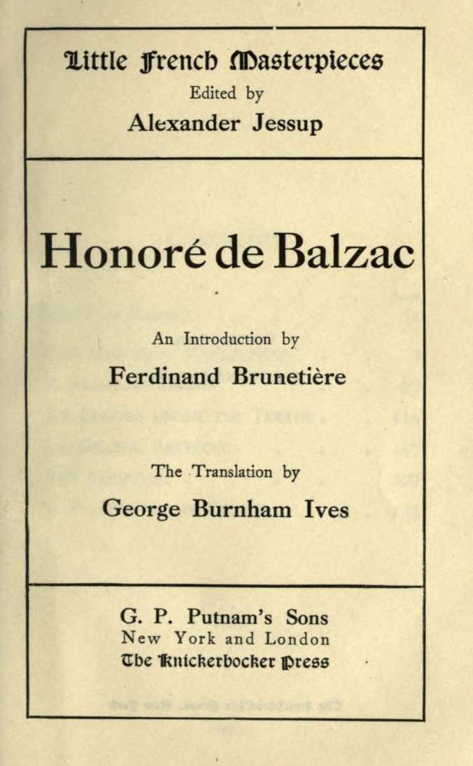 Honoré de Balzac cover