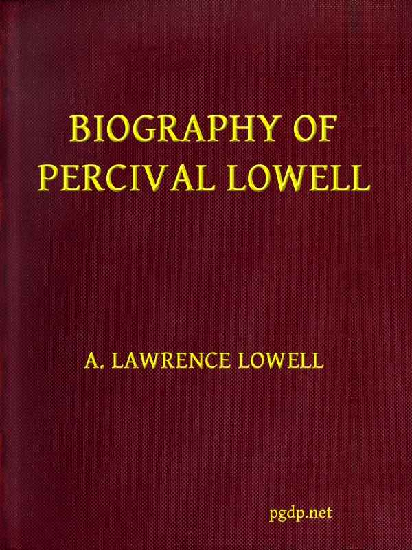 Biography of Percival Lowell cover