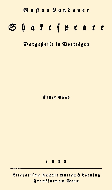Shakespeare (Volume 1 of 2) / Dargestellt im Vorträgen cover