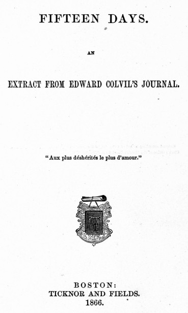 Fifteen Days: An Extract from Edward Colvil's Journal cover