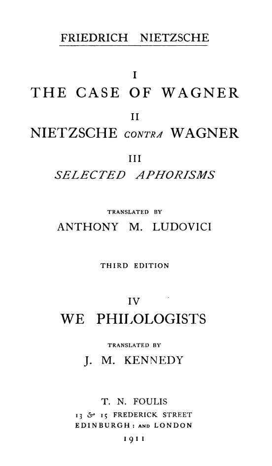 The Case of Wagner / Complete Works, Volume 8 cover