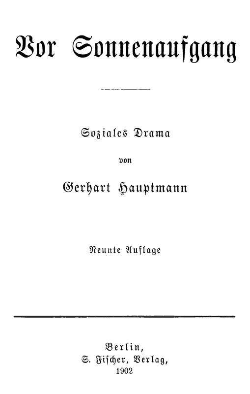 Vor Sonnenaufgang: Soziales Drama cover