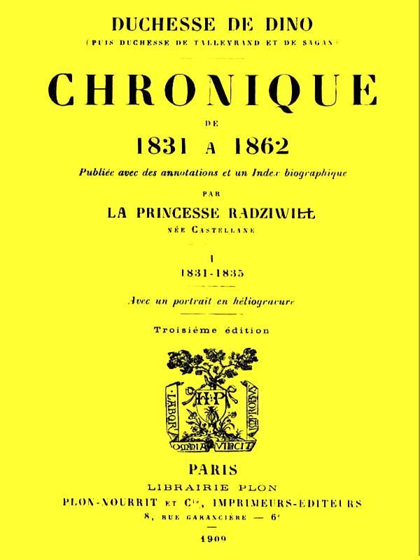 Chronique de 1831 à 1862, Tome 1 (de 4) cover
