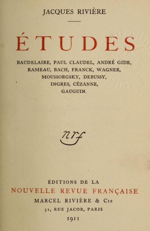Études: Baudelaire, Paul Claudel, André Gide, Rameau, Bach, Franck, Wagner, Moussorgsky, Debussy, Ingres, Cézanne, Gauguin cover