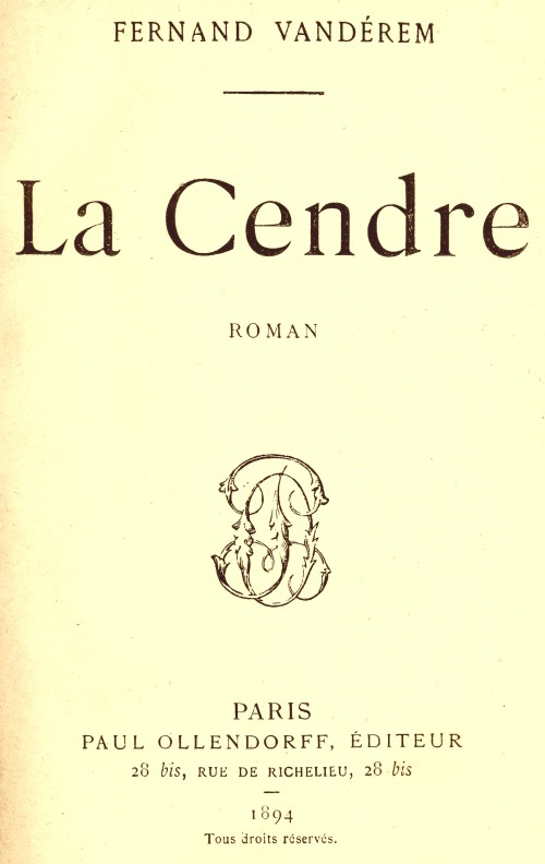 La Cendre: Roman cover