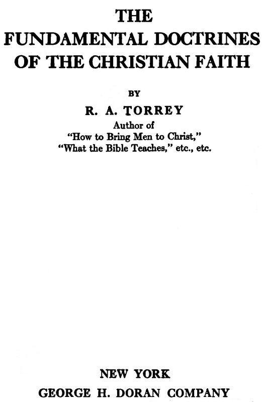The Fundamental Doctrines of the Christian faith cover