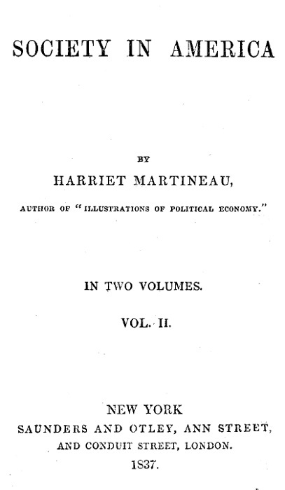 Society in America, Volume 2 (of 2) cover