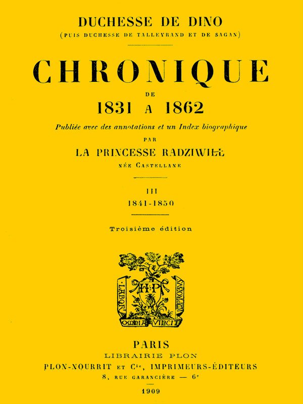 Chronique de 1831 à 1862, Tome 3 (de 4) cover