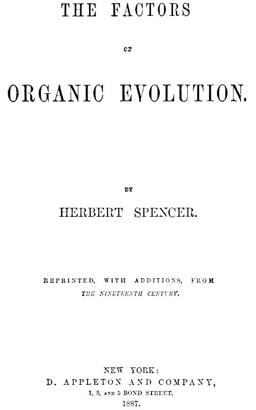 The Factors of Organic Evolution cover