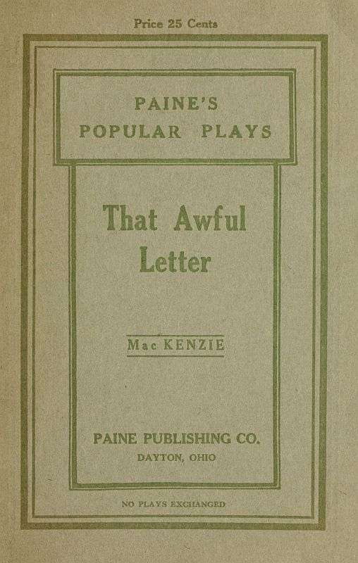 That Awful Letter: A Comedy for Girls cover
