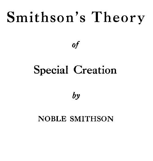 Smithson's Theory of Special Creation cover