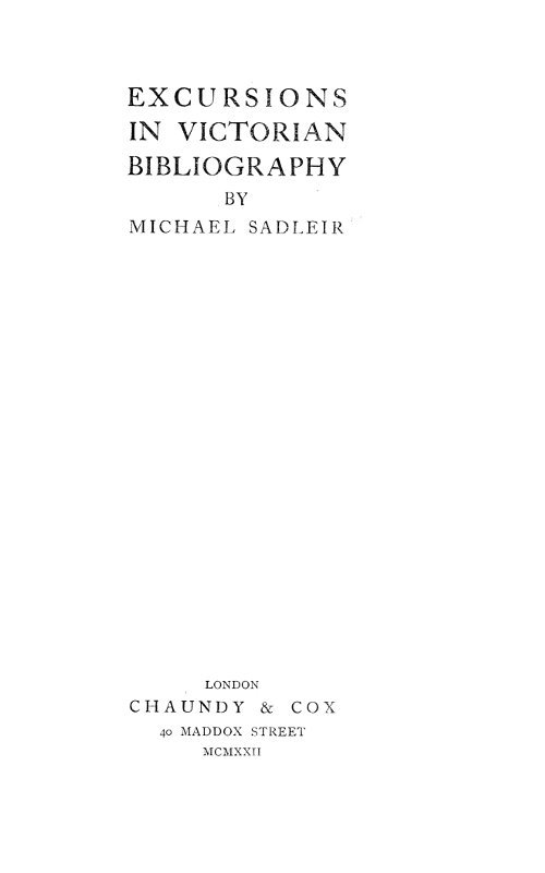 Excursions in Victorian Bibliography cover