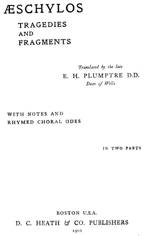 Æschylos Tragedies and Fragments cover