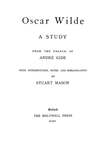 Oscar Wilde, a study cover