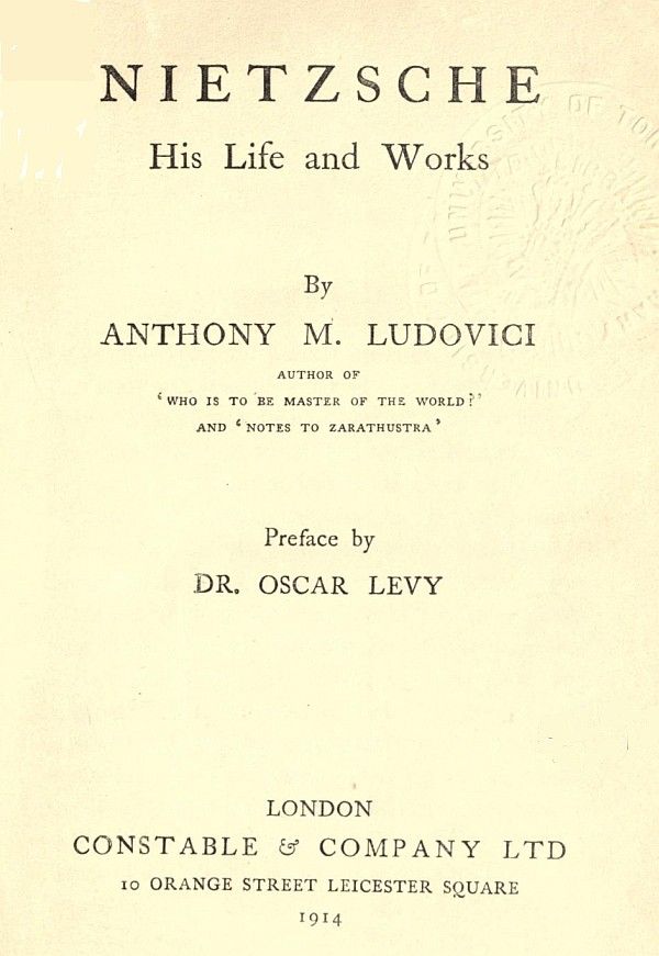 Nietzsche: His Life and Works cover