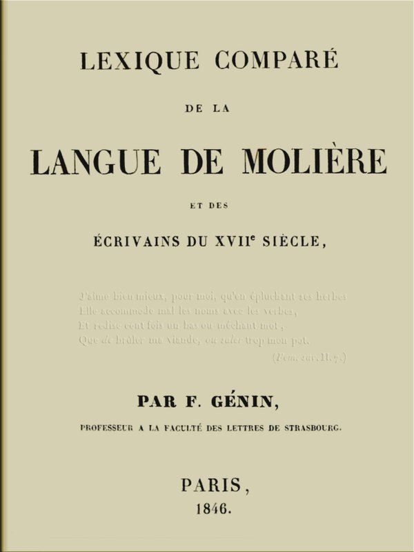 Lexique comparé de la langue de Molière et des écrivains du XVIIe siècle cover