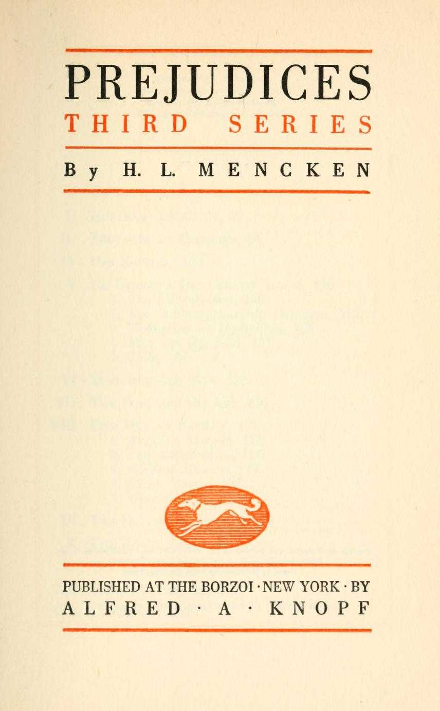 Prejudices, third series cover