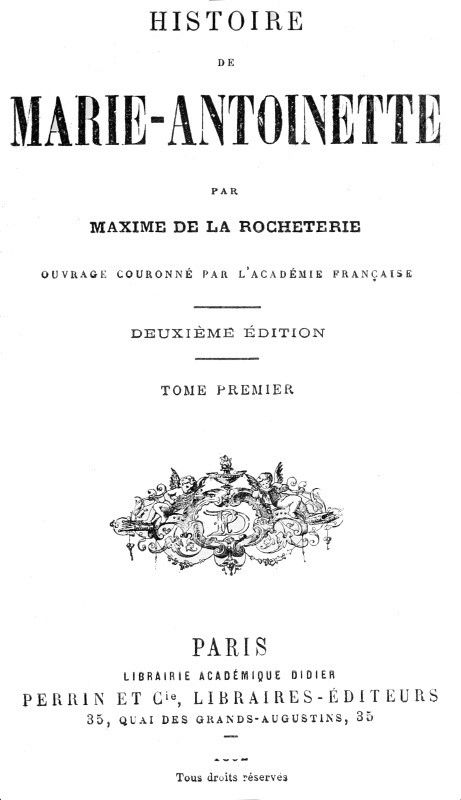 Histoire de Marie-Antoinette, Volume 1 (of 2) cover