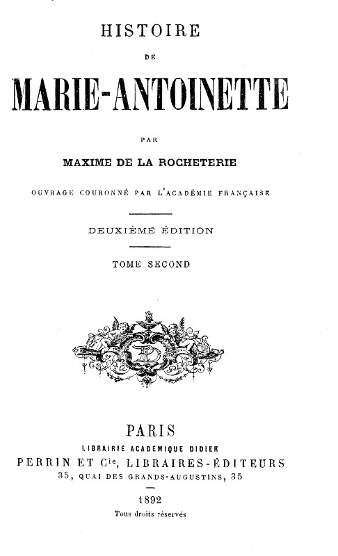 Histoire de Marie-Antoinette, Volume 2 (of 2) cover