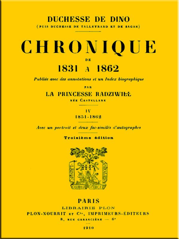 Chronique de 1831 à 1862, Tome 4 (de 4) cover