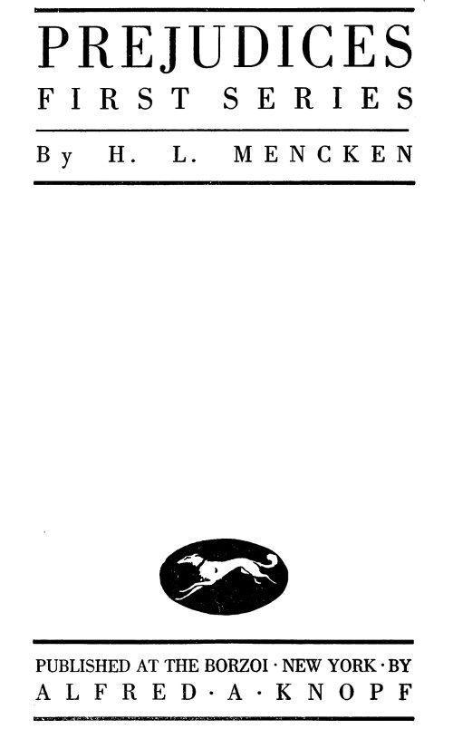 Prejudices, first series cover