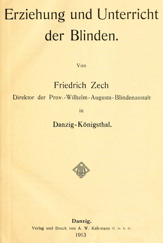 Erziehung und Unterricht der Blinden cover