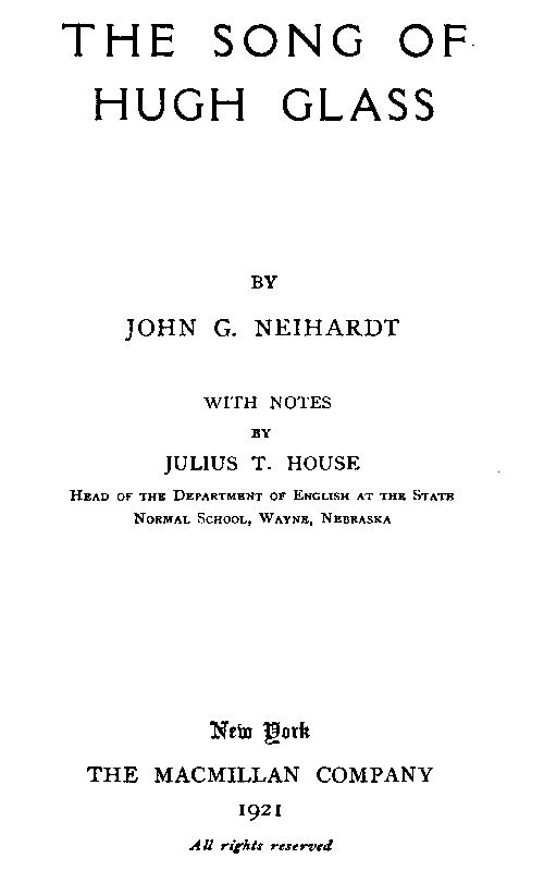 The Song of Hugh Glass cover