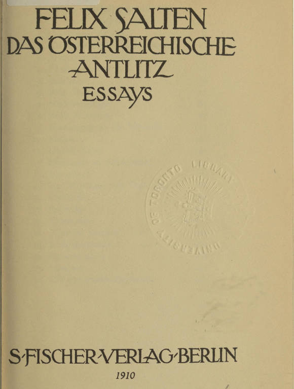 Das österreichische Antlitz: Essays cover