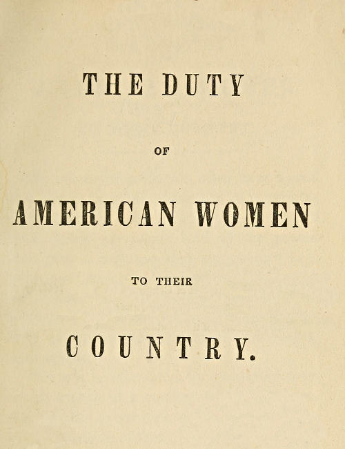 The Duty of American Women to Their Country cover