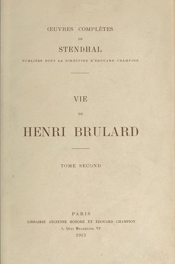 Vie de Henri Brulard, tome 2 cover