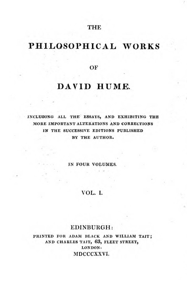 Philosophical Works, v. 1 (of 4) / Including All the Essays, and Exhibiting the More Important Alterations and Corrections in the Successive Editions Published by the Author cover
