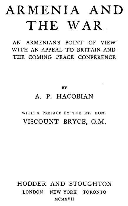 Armenia and the War cover
