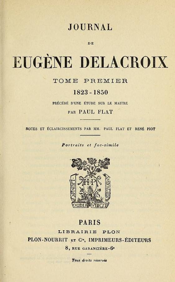 Journal de Eugène Delacroix, Tome 1 (de 3) / 1823-1850 cover