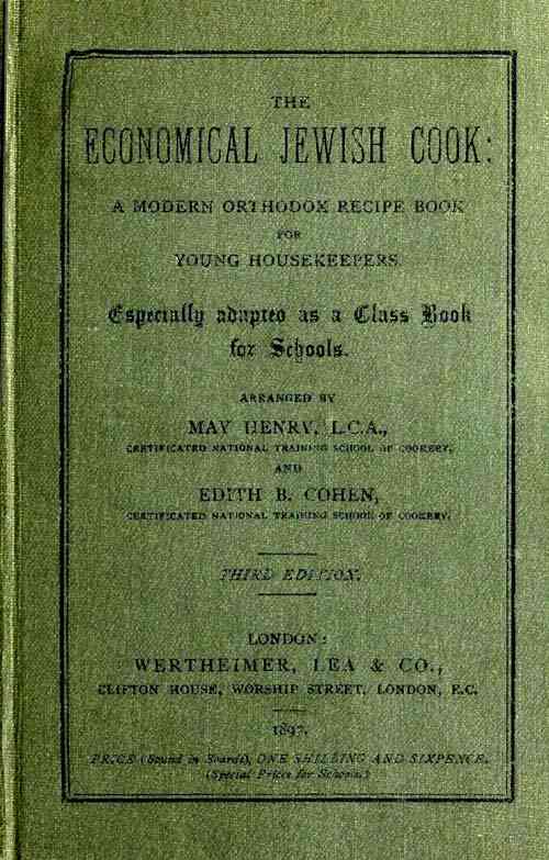 The Economical Jewish Cook: A Modern Orthodox Recipe Book for Young Housekeepers cover