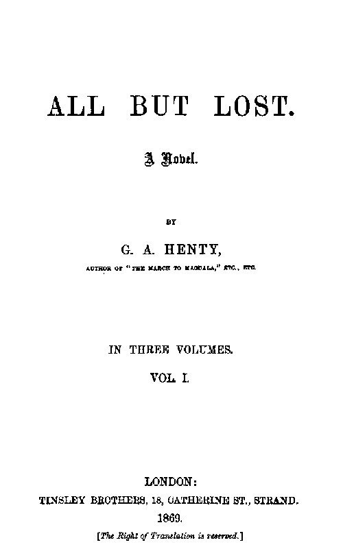 All But Lost: A Novel. Vol. 1 of 3 cover