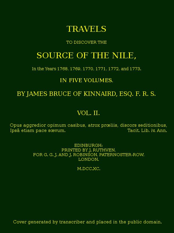 Travels to Discover the Source of the Nile, Volume 2 (of 5) / In the years 1768, 1769, 1770, 1771, 1772 and 1773 cover