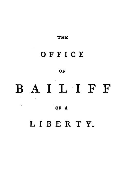 The Office of Bailiff of a Liberty cover