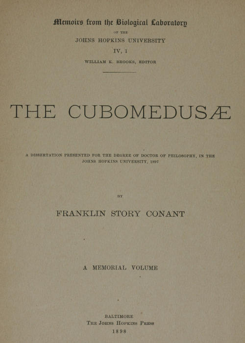 The Cubomedusæ cover