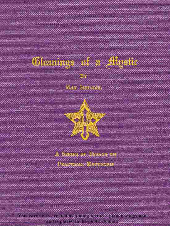 Gleanings of a Mystic: A Series of Essays on Practical Mysticism cover