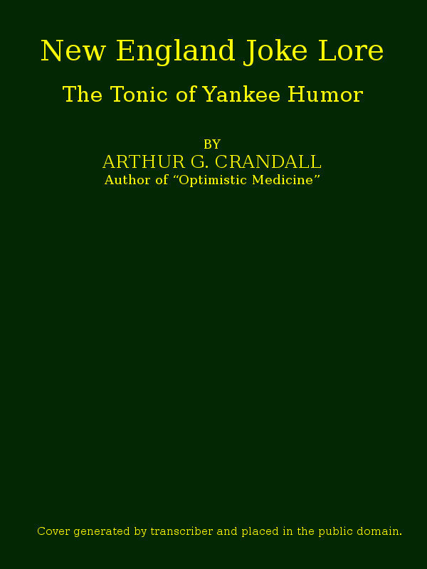 New England Joke Lore: The Tonic of Yankee Humor cover