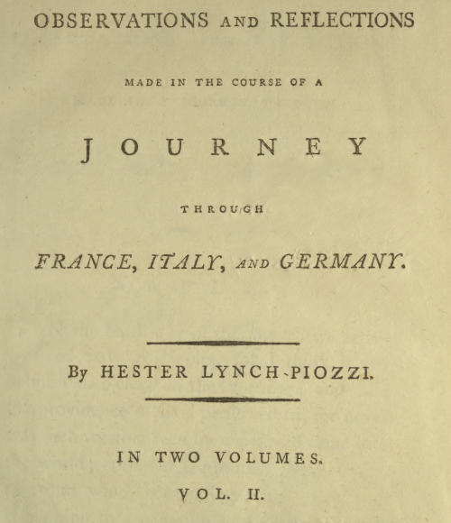 Observations and Reflections Made in the Course of a Journey through France, Italy, and Germany, Vol. 2 (of 2) cover