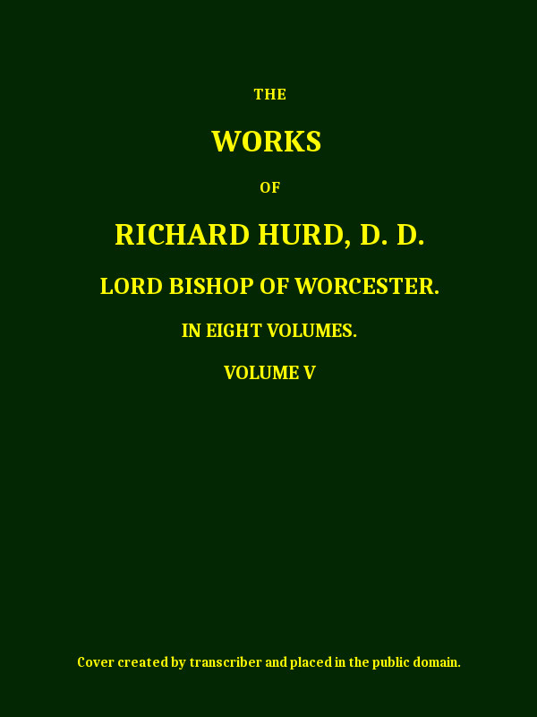 The works of Richard Hurd, volume 5 (of 8) cover