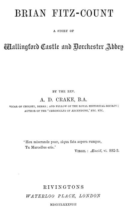 Brian Fitz-Count: A Story of Wallingford Castle and Dorchester Abbey cover