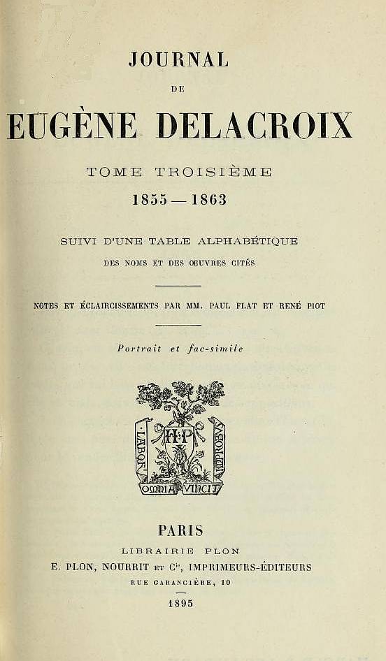 Journal de Eugène Delacroix, Tome 3 (de 3) / 1855-1863 cover