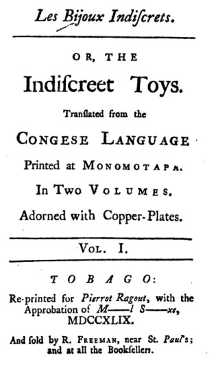 Les Bijoux Indiscrets, or, The Indiscreet Toys cover