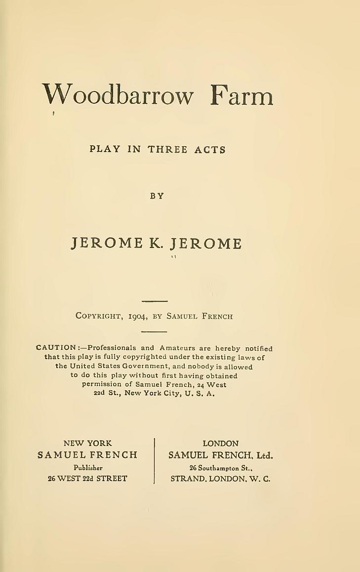 Woodbarrow Farm: Play in Three Acts cover